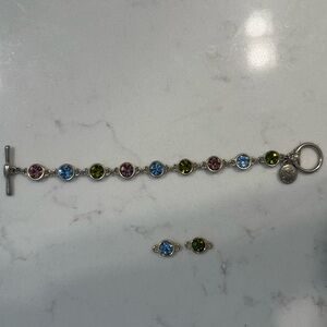 Jones New York Multi-Colour Stone Brass Bracelet with Toggle Clasp